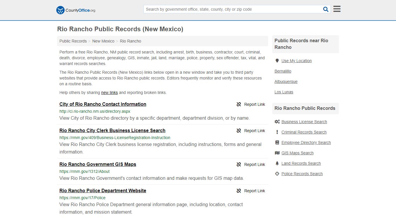 Public Records - Rio Rancho, NM (Business, Criminal, GIS ...